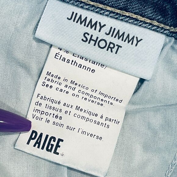 ~ PAIGE 28 Jean Shorts** Jimmy Jimmy Rolled Hem Zip Button Pockets Mid-Rise - Picture 6 of 16